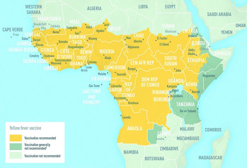 Gelbfieber Karte Afrika