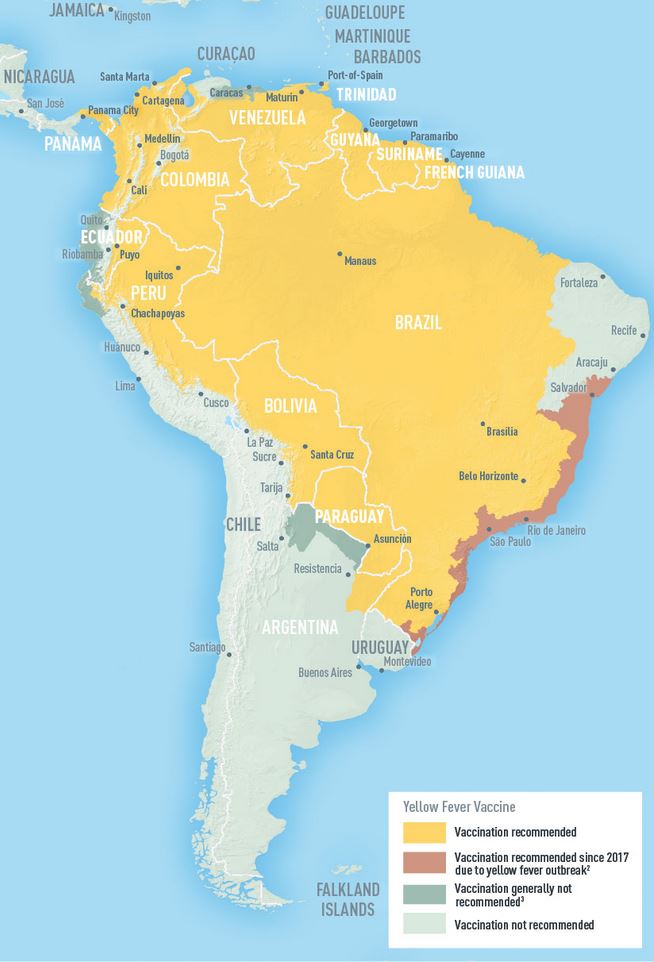 Gelbfieber Karte Südamerika